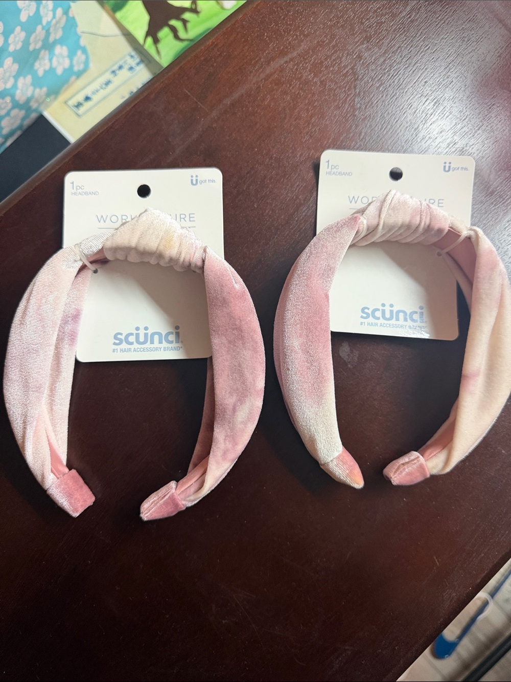 Scunci Pink Velvet Knot Headband - 2 Pack